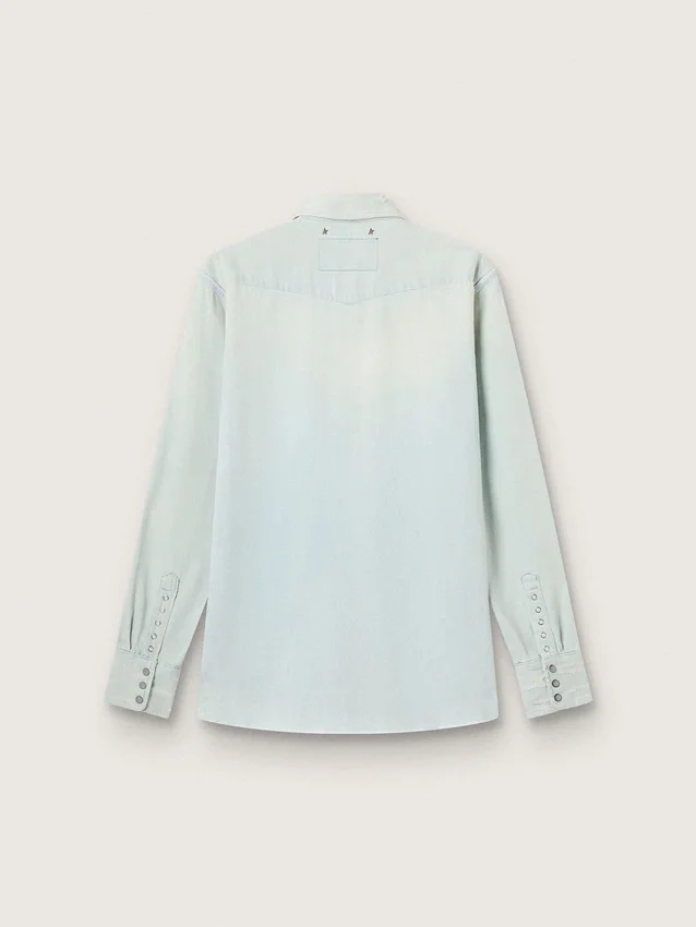 Camisas de vaquero decoloradas para hombre con tachuelas martilladas