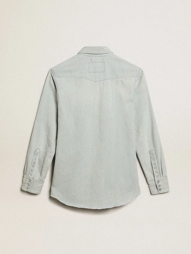 Camisas de vaquero decoloradas para hombre con tachuelas martilladas