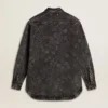 Camisas de vaquero negras para mujer con estampado floral tono sobre tono