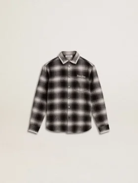 Camisas infantiles a cuadros blancos y negros con bordados blancos