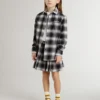 Camisas infantiles a cuadros blancos y negros con bordados blancos