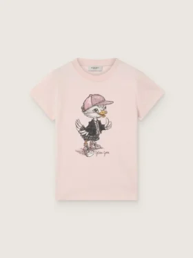 Camisas «Journey» para niñas en jersey de algodón rosa con estampado digital de la mascota