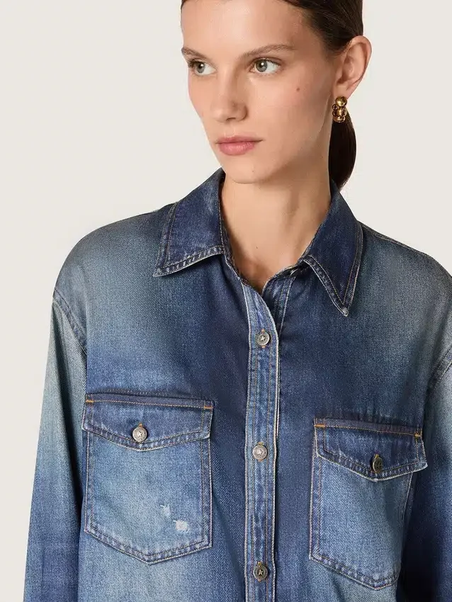 Camisas oversize de mujer con efecto vaquero desgastado