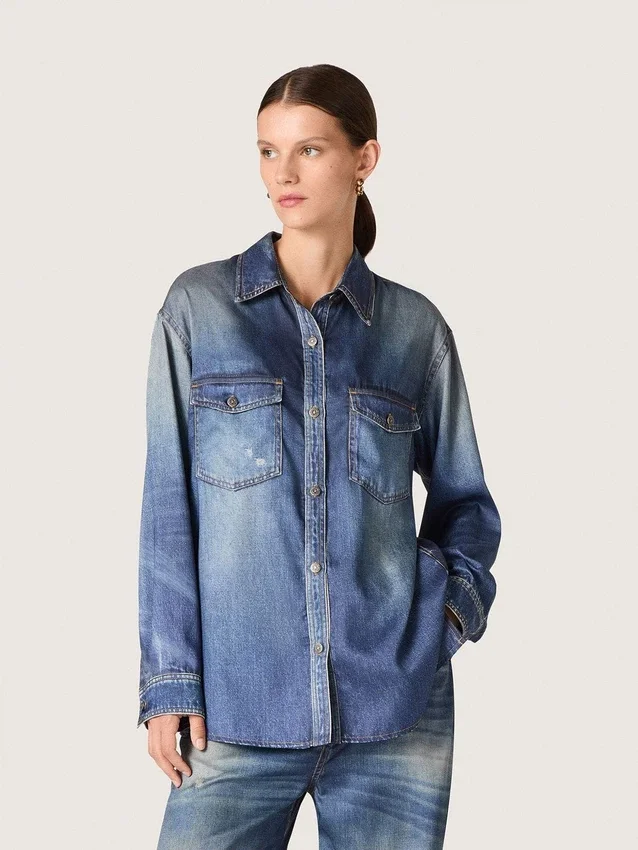 Camisas oversize de mujer con efecto vaquero desgastado