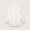 Camisas oversize de mujer en algodón blanco con detalle plisado y botones de joyería