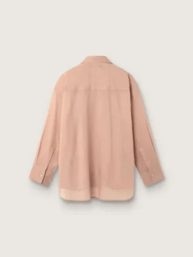 Camisas oversize de mujer en gasa de algodón color coral con detalle plisado