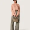 Camisas oversize de mujer en gasa de algodón color coral con detalle plisado