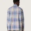 Camisas oversize para hombre de algodón a cuadros en índigo y beige