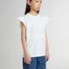 Camisas para niñas con mangas con volantes, letras y bordados