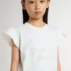 Camisas para niñas con mangas con volantes, letras y bordados
