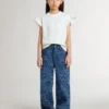 Camisas para niñas con mangas con volantes, letras y bordados