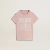 Camisas rosa para niñas con estampado blanco