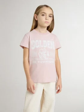 Camisas rosa para niñas con estampado blanco