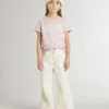 Camisas rosa para niñas con estampado blanco