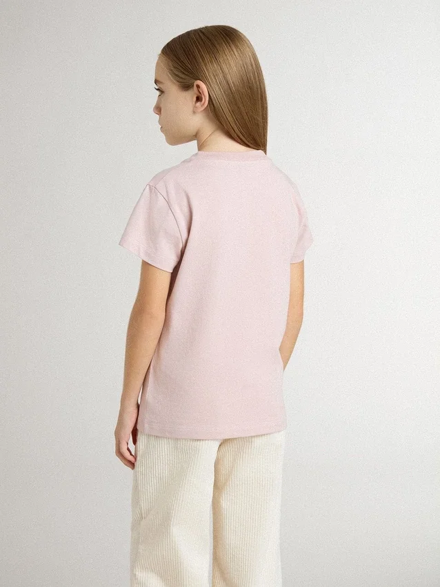 Camisas rosa para niñas con estampado blanco