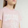 Camisas rosa para niñas con estampado blanco