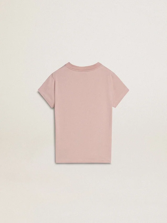 Camisas rosa para niñas con estampado blanco