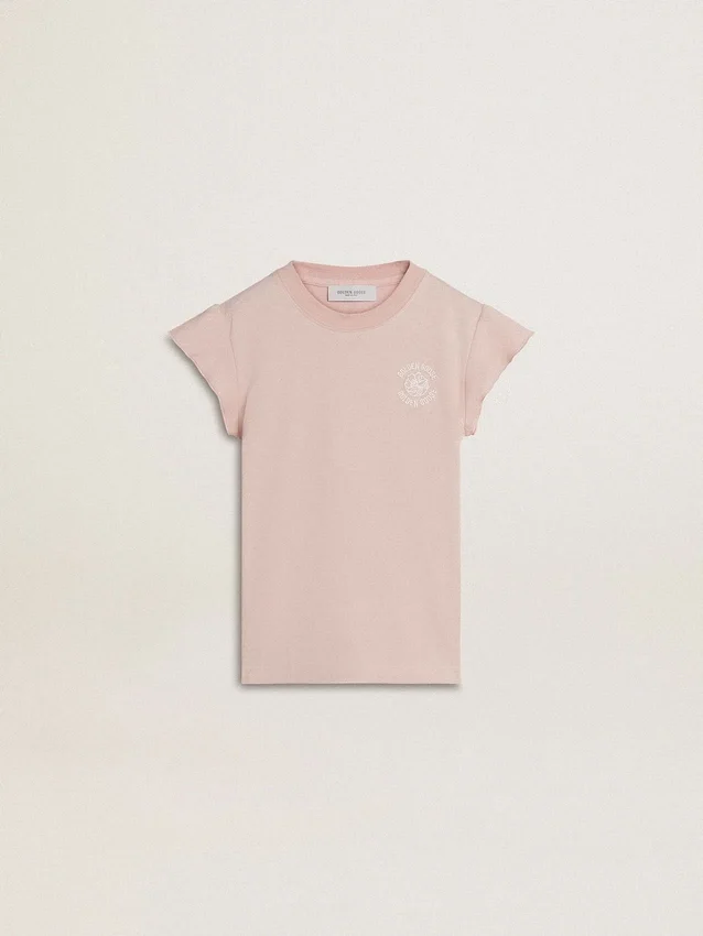 Camisas rosas para niñas con mangas con volantes y bordado
