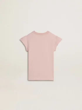 Camisas rosas para niñas con mangas con volantes y bordado