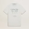 Camiseta blanca de algodón para hombre con estampado verde