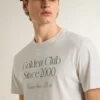 Camiseta blanca de algodón para hombre con estampado verde