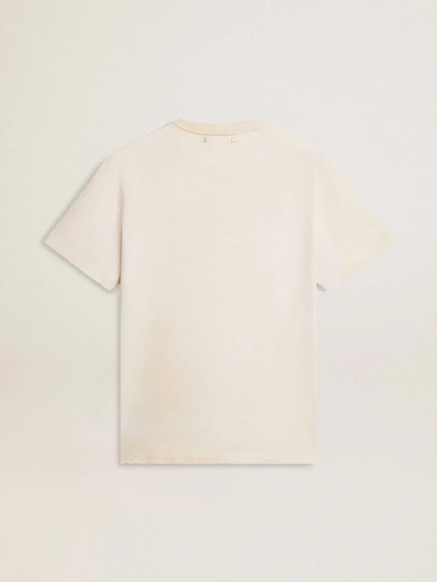 Camiseta blanca de estilo vintage para hombre con estampado en la parte delantera