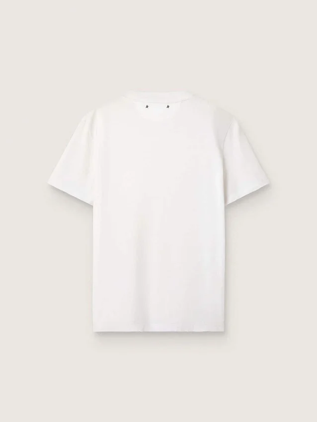 Camiseta blanca de mujer con cristales cabujón