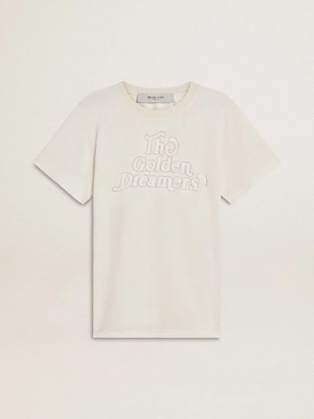 Camiseta blanca de mujer con estampado en la parte delantera