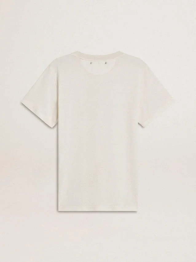 Camiseta blanca de mujer con estampado en la parte delantera