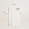 Camiseta blanca de mujer con estampado negro en el pecho