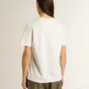 Camiseta blanca de mujer con estampado negro en el pecho