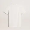 Camiseta blanca de mujer con estampado negro en el pecho
