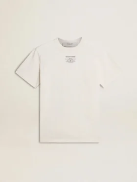 Camiseta de algodón para hombre en blanco desgastado con letras negras