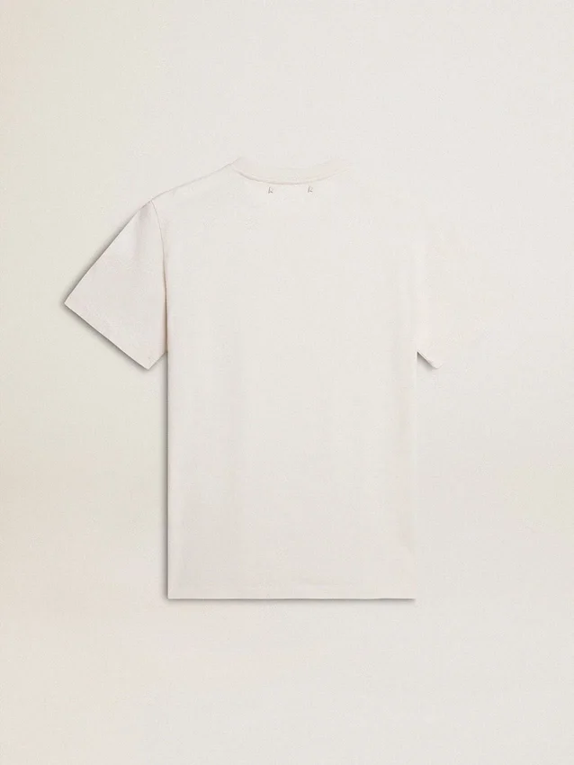 Camiseta de algodón para hombre en blanco desgastado con letras negras