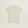 Camiseta de algodón para niñas en blanco desgastado con bordado rojo en el pecho