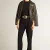 Camiseta de corte regular con efecto desgastado para mujer en negro