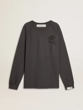 Camiseta de hombre de algodón color antracita con estampado en el pecho