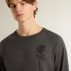Camiseta de hombre de algodón color antracita con estampado en el pecho