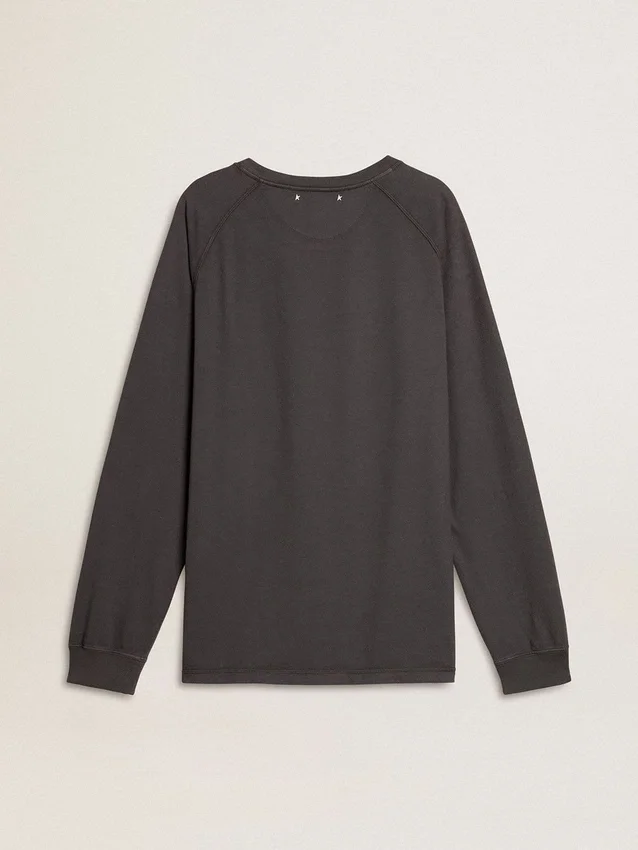 Camiseta de hombre de algodón color antracita con estampado en el pecho
