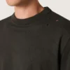 Camiseta de hombre de jersey de algodón antracita con corazón perforado