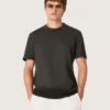Camiseta de hombre de jersey de algodón antracita con corazón perforado