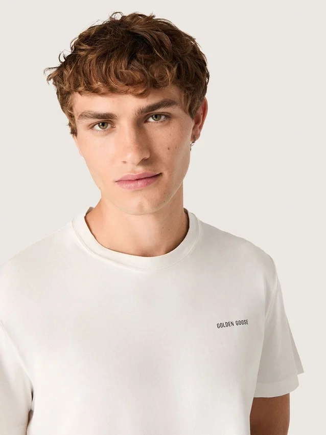 Camiseta de hombre de jersey de algodón blanco vintage