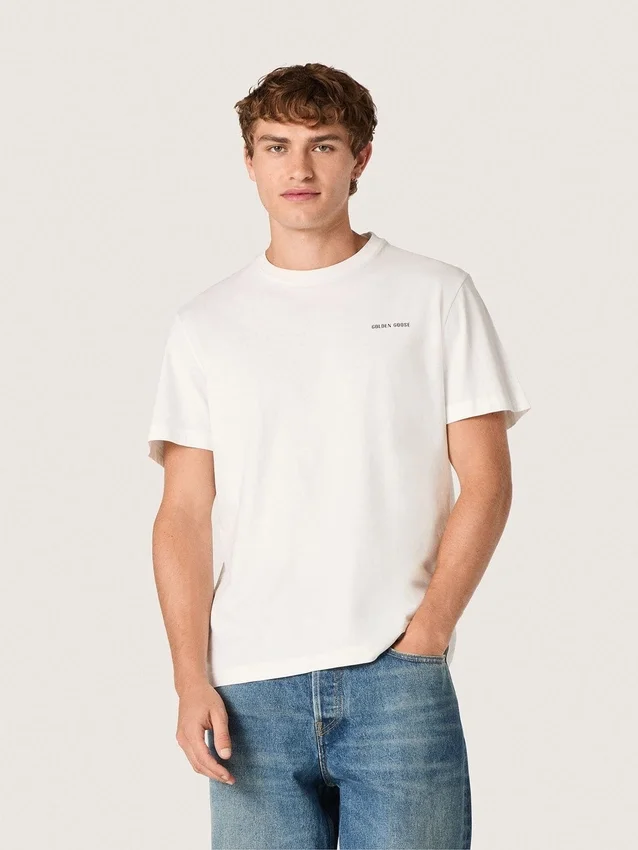 Camiseta de hombre de jersey de algodón blanco vintage