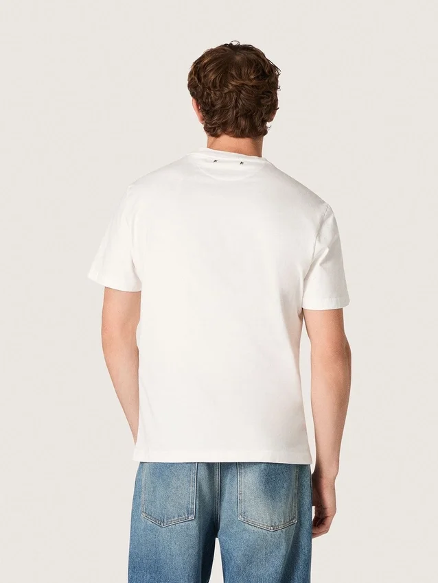 Camiseta de hombre de jersey de algodón blanco vintage