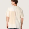 Camiseta de hombre de jersey de algodón con efecto patchwork en blanco y beige