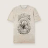 Camiseta de hombre de jersey gris jaspeado con estampado vintage