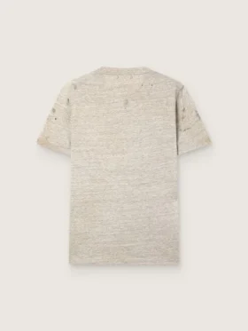 Camiseta de hombre de jersey gris jaspeado con estampado vintage