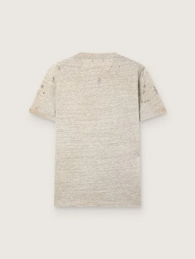 Camiseta de hombre de jersey gris jaspeado con estampado vintage