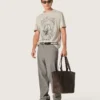 Camiseta de hombre de jersey gris jaspeado con estampado vintage