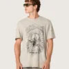 Camiseta de hombre de jersey gris jaspeado con estampado vintage